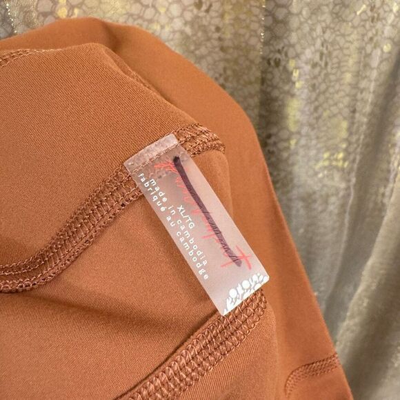 Free People Movement Never Better Fold Over Leggings Rust Orange Brown XL - Picture 3 of 6